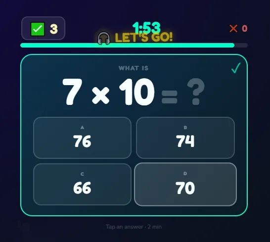 Multiple choice answer mode